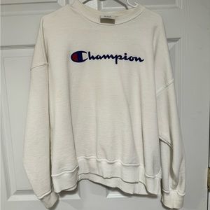 White Champion Crew neck Sweater